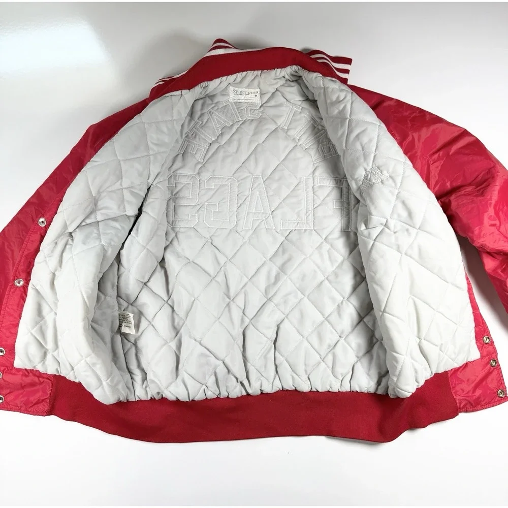 VTG‎ Sport King Pitt State Flags Jacket Red Quilted Bomber Medium USA Retro